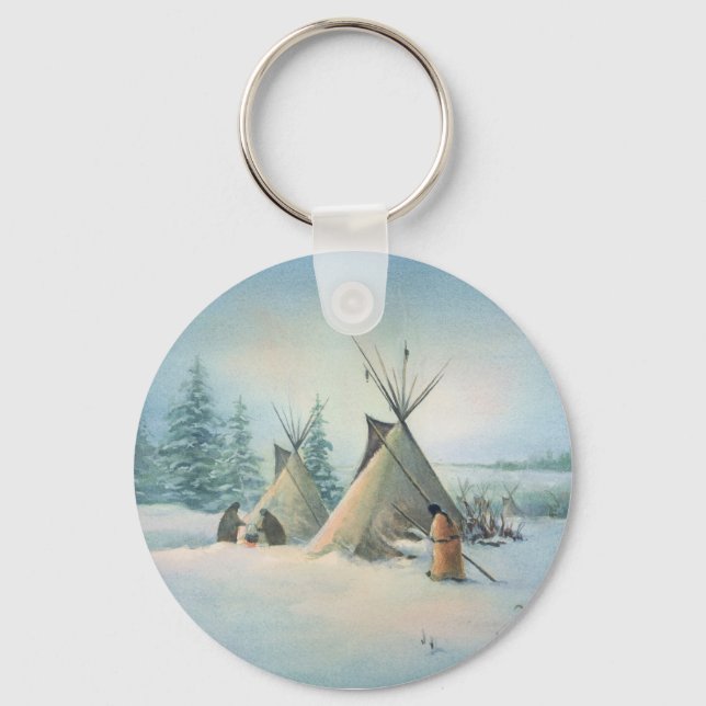 TIPI CAMP SQUAW by SHARON SHARPE Key Ring (Front)
