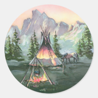 TIPI FIRE & APPALOOSA by SHARON SHARPE Classic Round Sticker