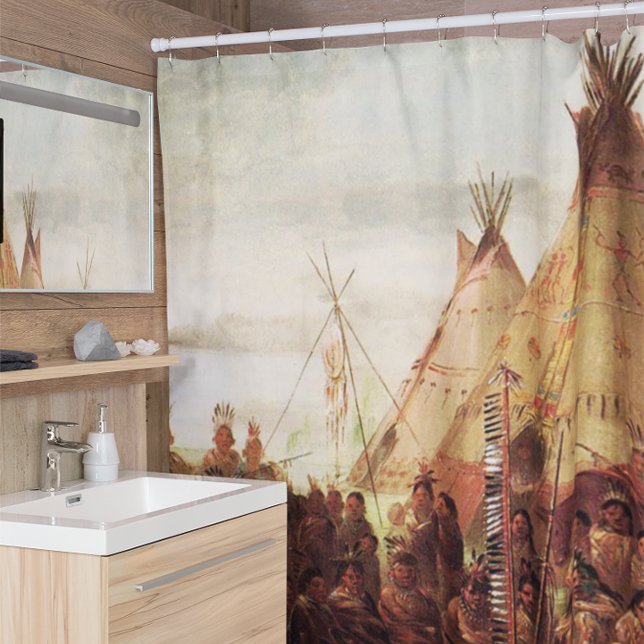 Tipis Sioux War Council George Catlin Circa 1850  Shower Curtain (Creator Uploaded)