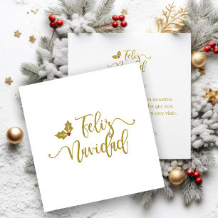 Tipografía en Español Feliz Navidad y Acebo Square Business Card