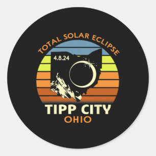 Tipp City Ohio Total Solar Eclipse 2024 Classic Round Sticker