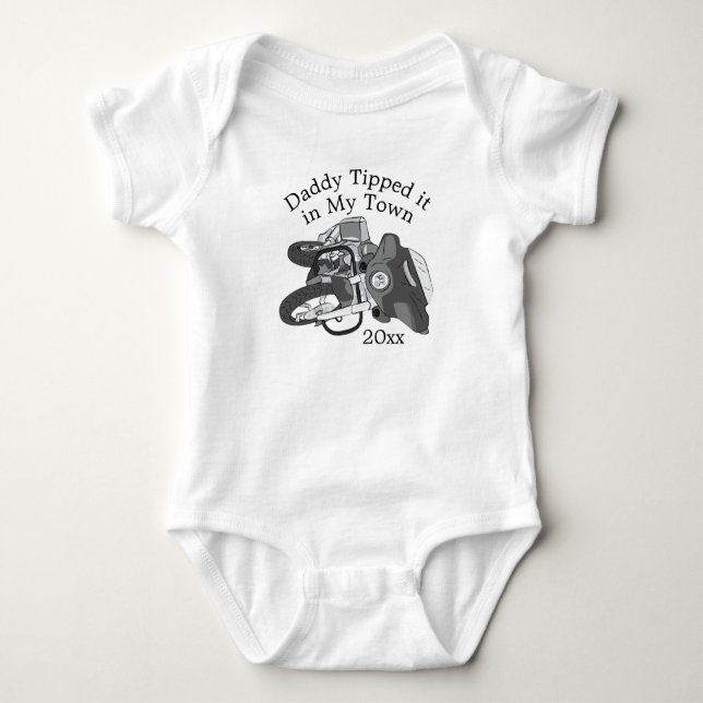 Tipped it Motorcycle Bike T-Shirt Baby Bodysuit (Front)