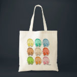 Tippy Toes Elephant Tote<br><div class="desc">Wow! Bright,  fun and ready to use and reuse for anything!  It's design is a herd of the most colourful of elephants ready to make you smile!</div>