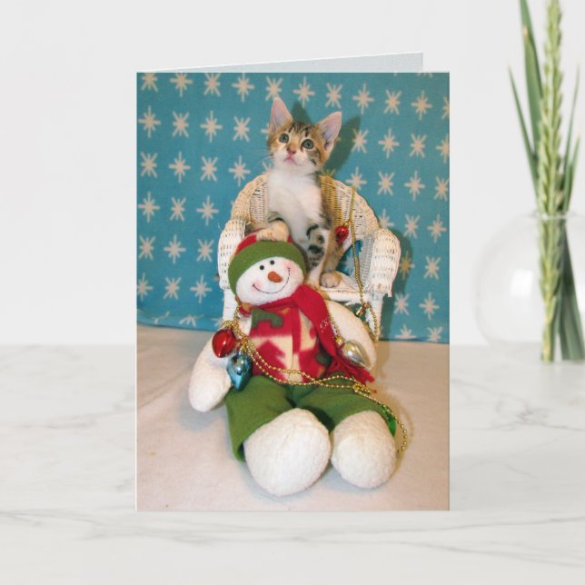 Tippy's Snowman - Cat / Kitten Christmas Card (Front)