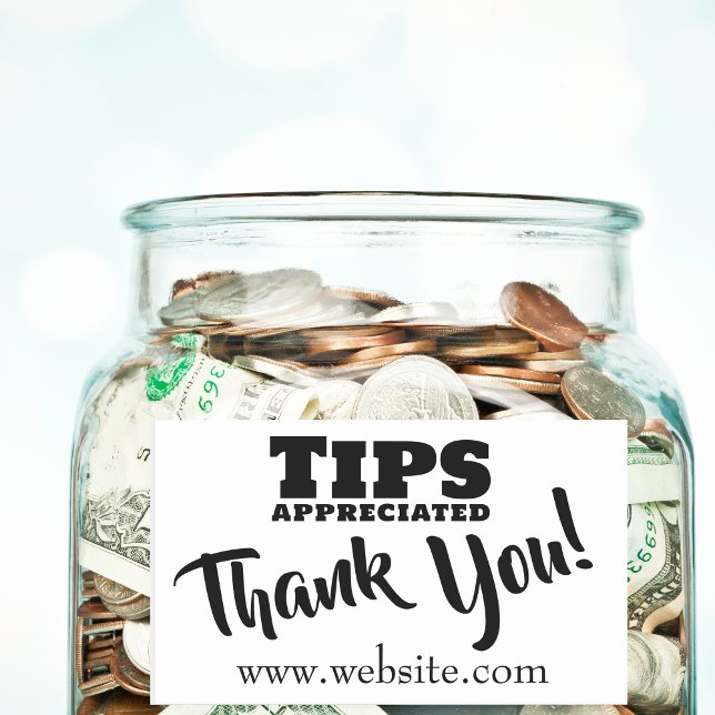 Tips Appreciated Cash Gratuities Jar Website Link Rectangular Sticker (Creator Uploaded)