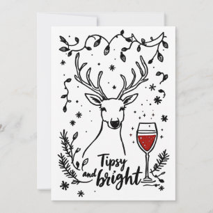 Tipsy and Bright Deer  Holiday Card