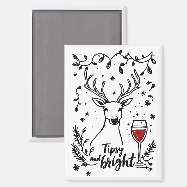 Tipsy and Bright Deer  Magnet (Front/Back)