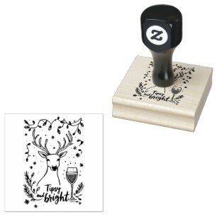 Tipsy and Bright Deer Rubber Stamp