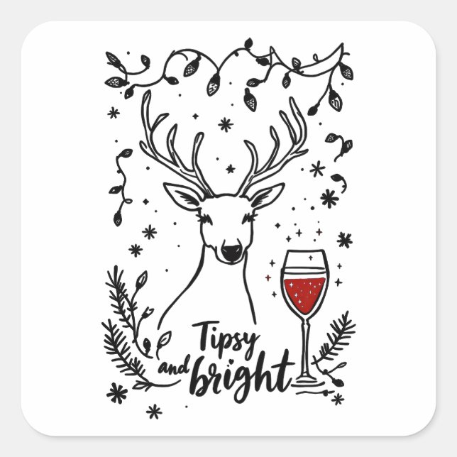 Tipsy and Bright Deer  Square Sticker (Front)