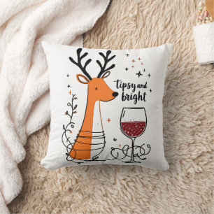 Tipsy and Bright Reindeer  Cushion
