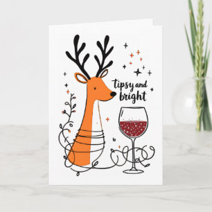 Tipsy and Bright Reindeer Holiday Card