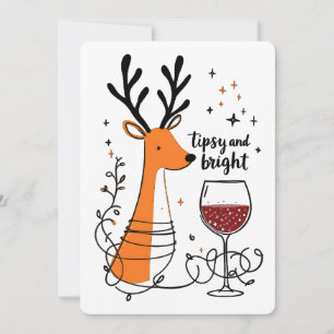 Tipsy and Bright Reindeer Holiday Card