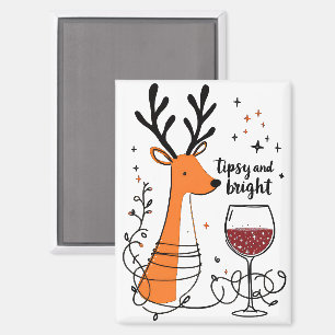 Tipsy and Bright Reindeer  Magnet
