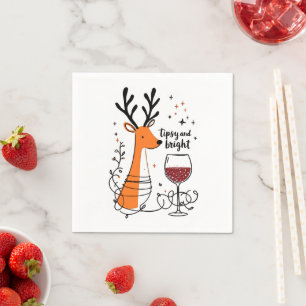 Tipsy and Bright Reindeer Napkin