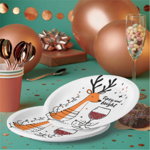 Tipsy and Bright Reindeer Paper Plate