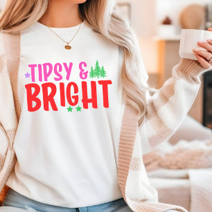 Tipsy & Bright Fun Modern Christmas Tri-Blend Shirt