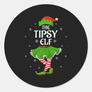 Tipsy Elf Christmas Family Girls Women Elf Squad X Classic Round Sticker