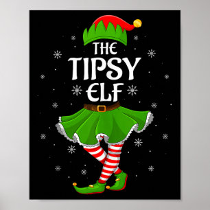 Tipsy Elf Christmas Family Girls Women Elf Squad X Poster