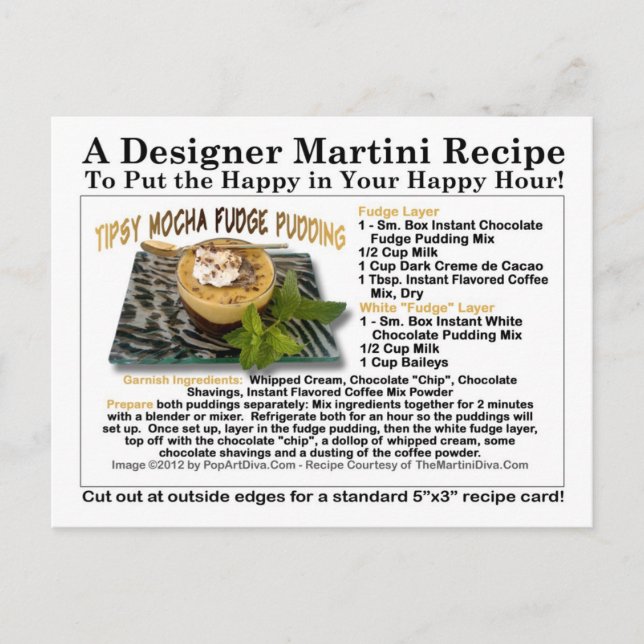 Tipsy Mocha Fudge Pudding Recipe Postcard (Front)