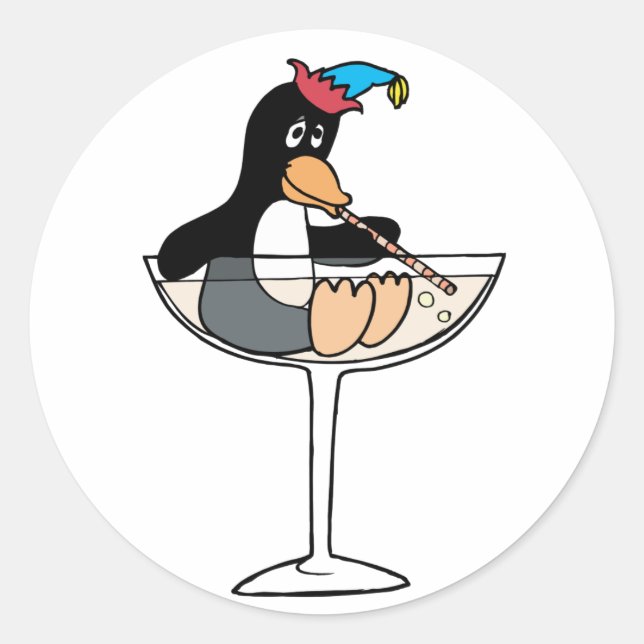 Tipsy Penguin Classic Round Sticker (Front)