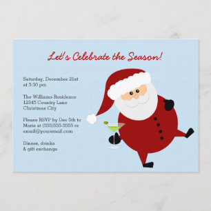 Tipsy Santa Claus Celebrate Christmas Party Invitation