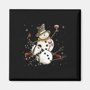 Tipsy Snowman Holiday Season Drinking Wine Snowmen Magnet