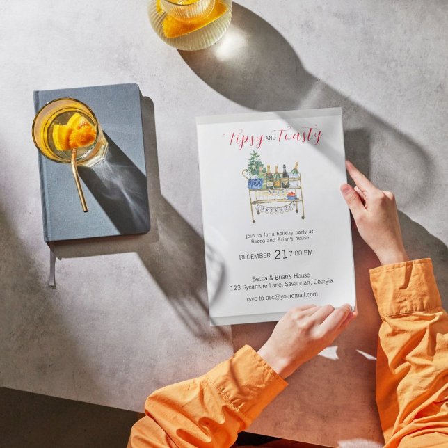 Tipsy & Toasty Christmas Party Invitation Postcard (Creator Uploaded)