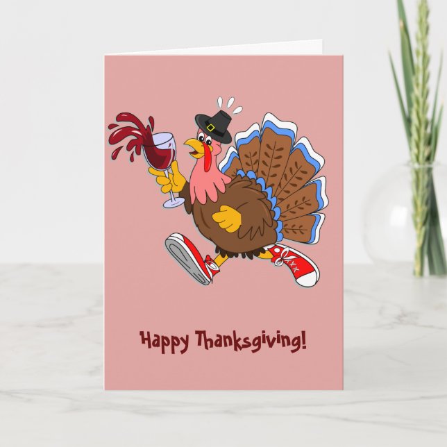 Tipsy Turkey (Wine) Holiday Card (Front)