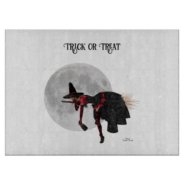 Tipsy Witch On Flying Broom Cutting Board (Front)