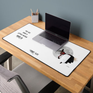 Tipsy Witch On Flying Broom Desk Mat