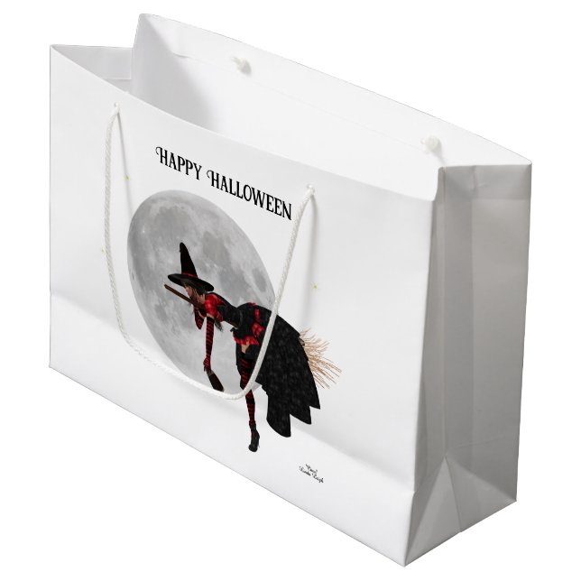 Tipsy Witch On Flying Broom Gift Bag (Front Angled)