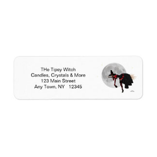 Tipsy Witch on Flying Broom Return Address Labels
