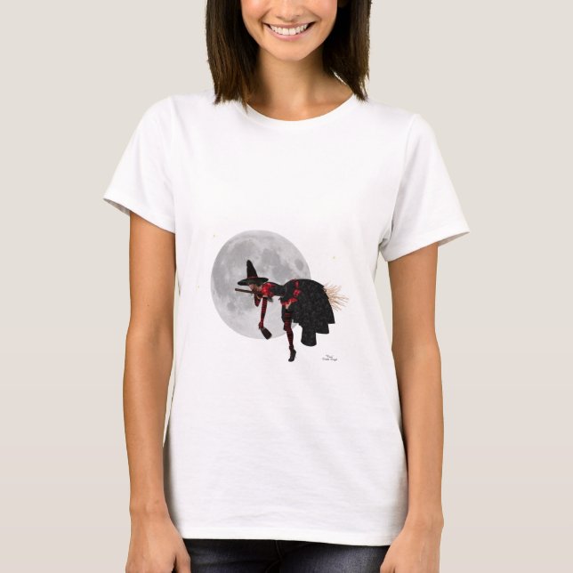 Tipsy Witch On Flying Broom Women's T-Shirt (Front)