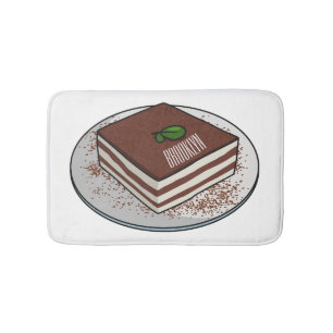 Tiramisu cake cartoon illustration  bath mat