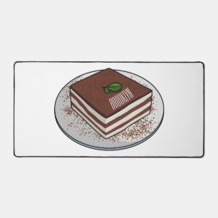 Tiramisu cake cartoon illustration desk mat