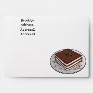 Tiramisu cake cartoon illustration envelope