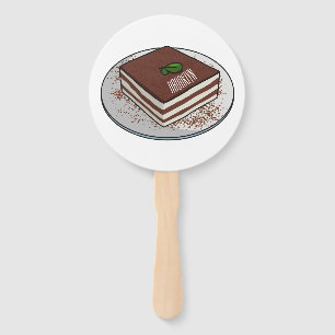 Tiramisu cake cartoon illustration hand fan