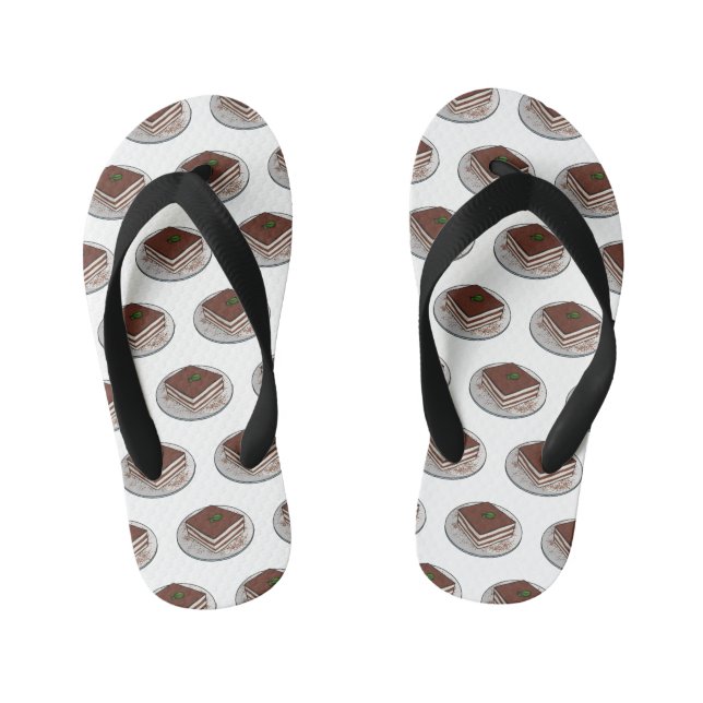 Tiramisu cake cartoon illustration kid's thongs (Footbed)