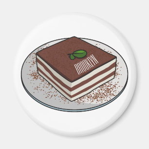Tiramisu cake cartoon illustration magnet