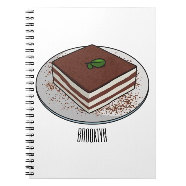 Tiramisu cake cartoon illustration notebook (Front)