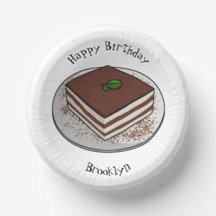 Tiramisu cake cartoon illustration paper plate