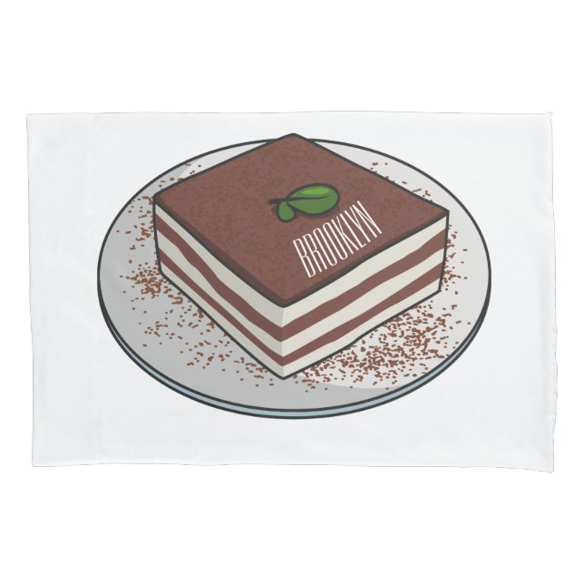 Tiramisu cake cartoon illustration  pillowcase (Front)