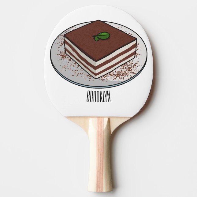 Tiramisu cake cartoon illustration  ping pong paddle (Front)