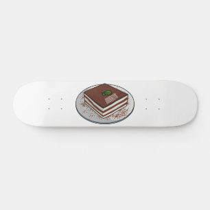Tiramisu cake cartoon illustration skateboard
