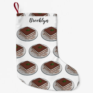 Tiramisu cake cartoon illustration small christmas stocking