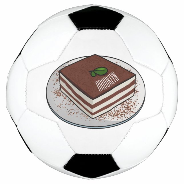 Tiramisu cake cartoon illustration soccer ball (Front)