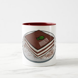 Tiramisu cake cartoon illustration  Two-Tone coffee mug