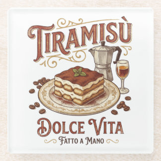 Tiramisu Dolce Vita Italian Dessert Glass Coaster