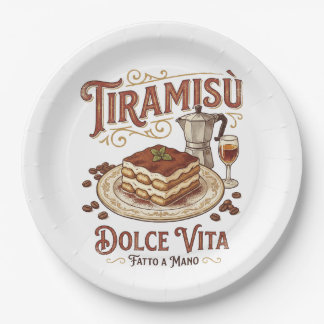 Tiramisu Dolce Vita Italian Dessert Paper Plate