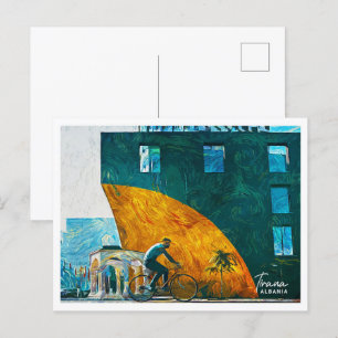 Tirana Albania Beautiful Oil Paint Landscape Postcard